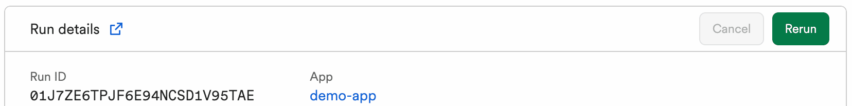 Clicking on the icon next to "Run details" open it in a new tab with a full-page layout